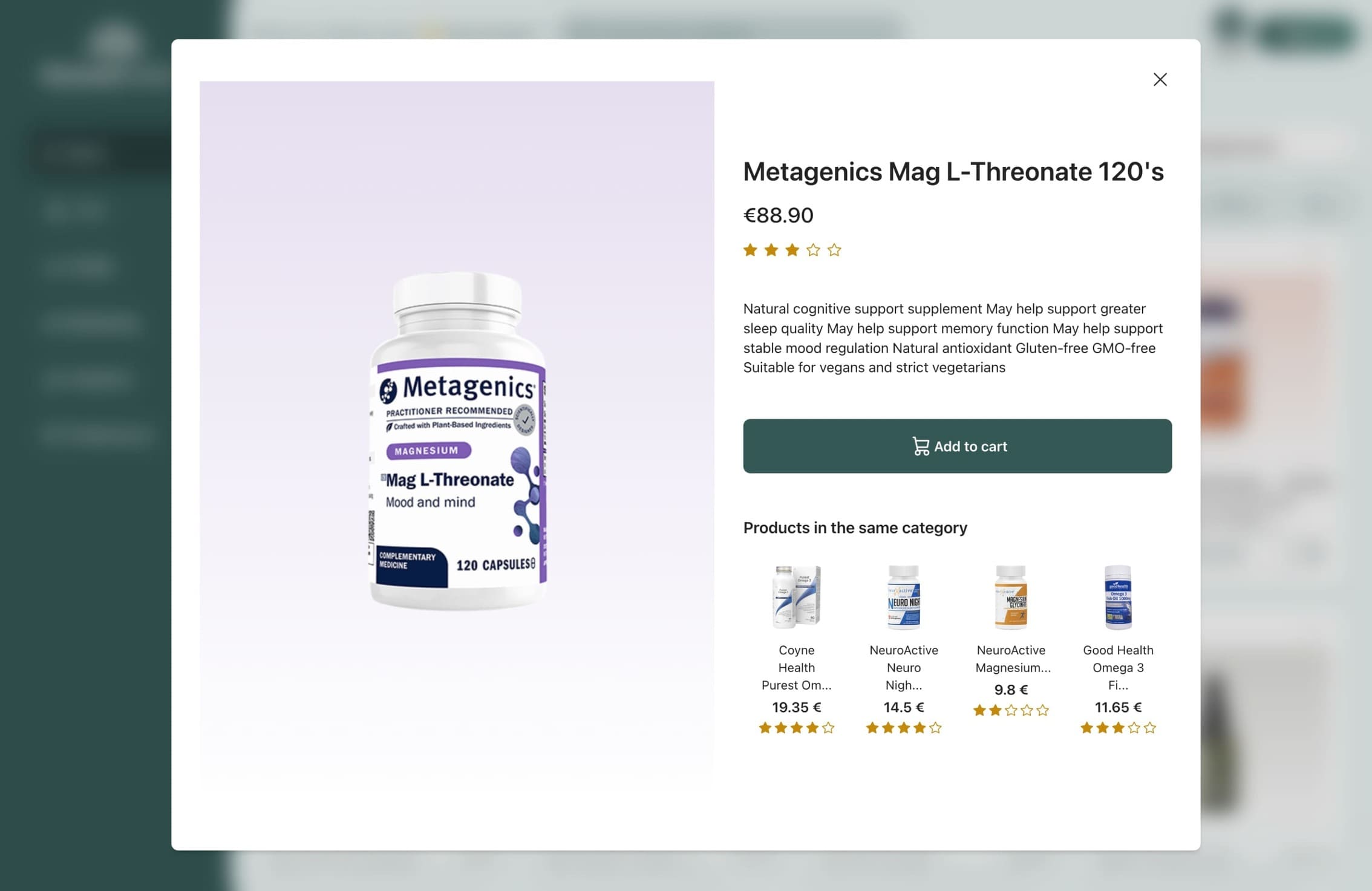 Store products of GreenBasket Web App