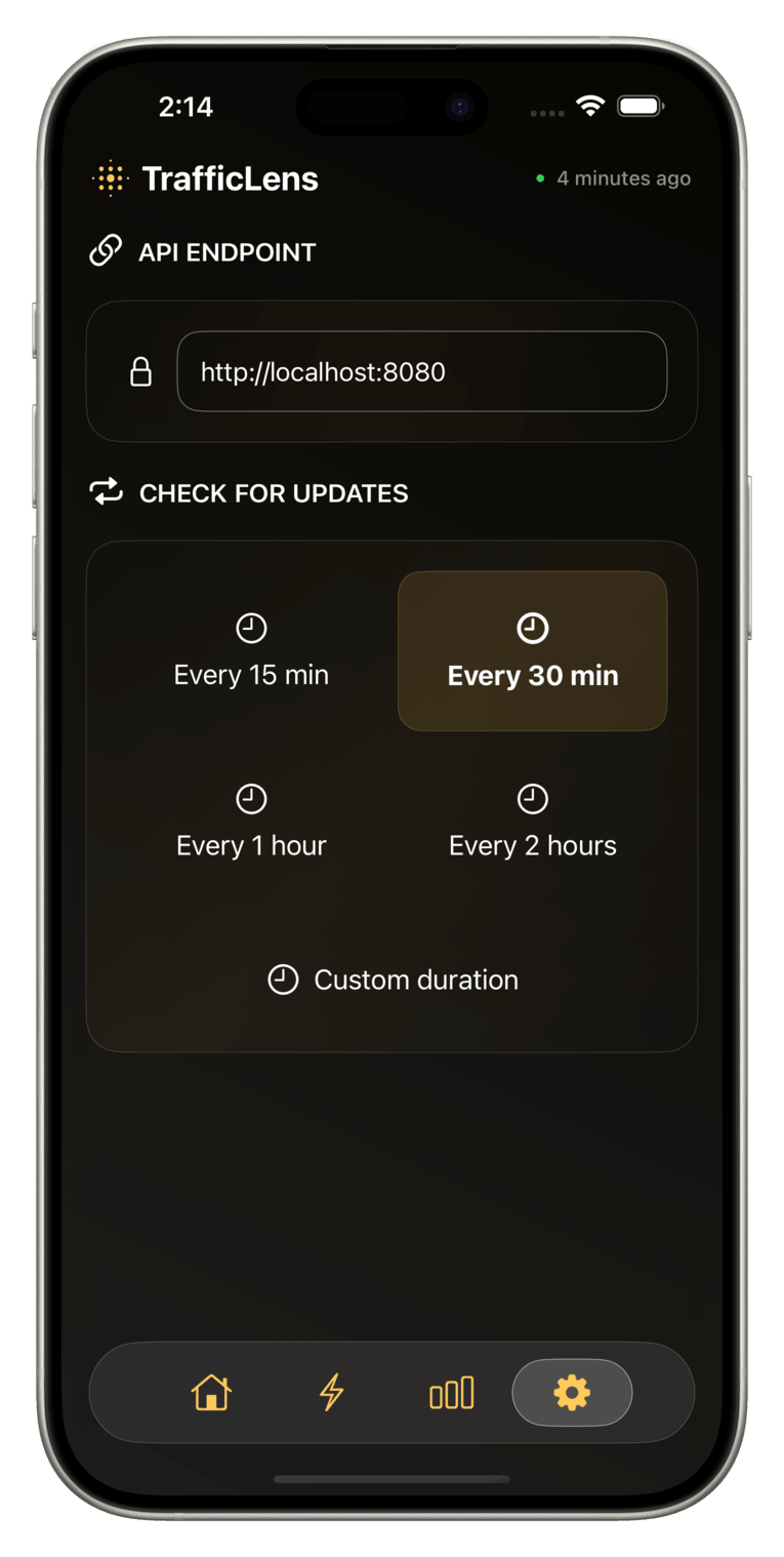 Settings screen