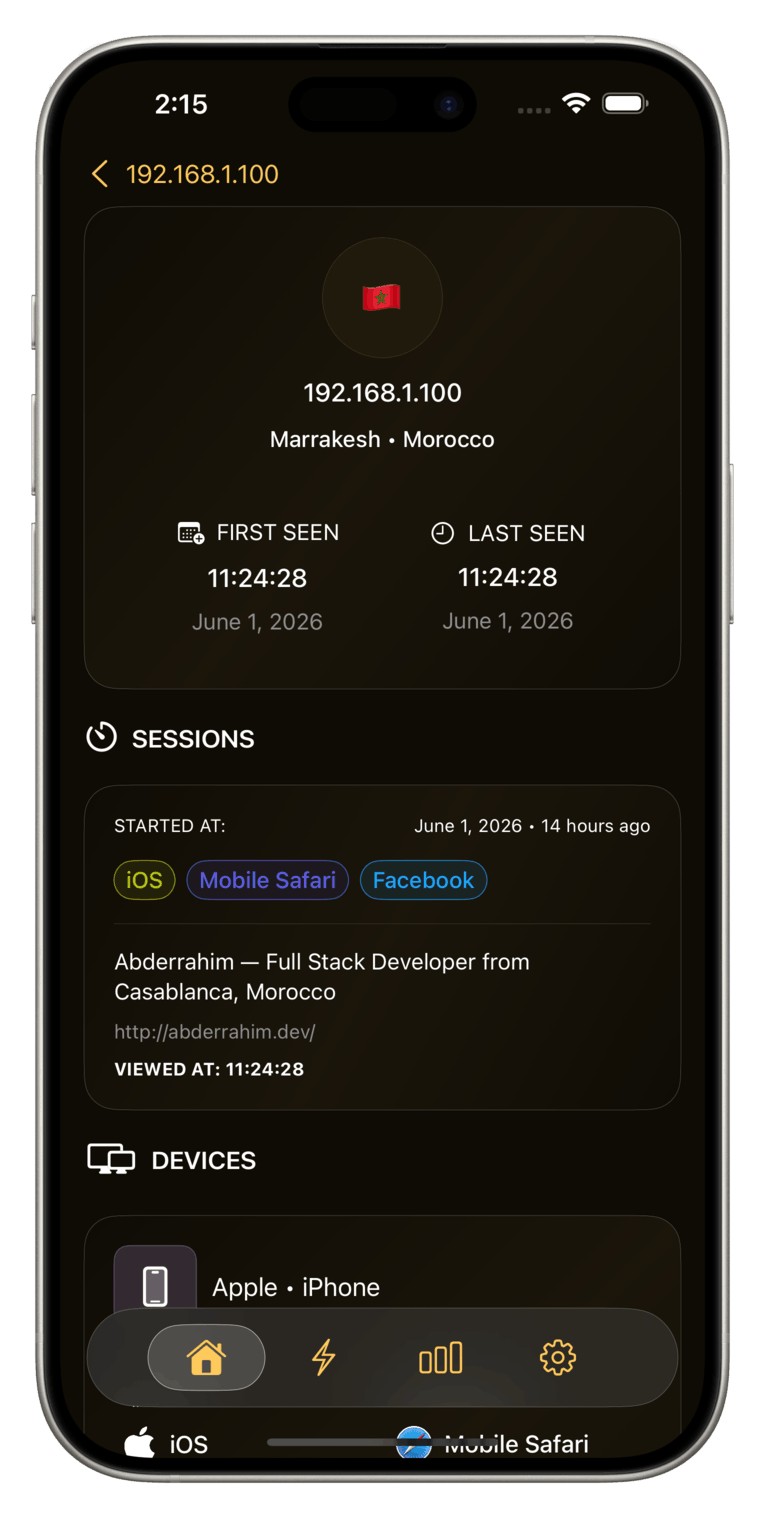 Visitor details screen