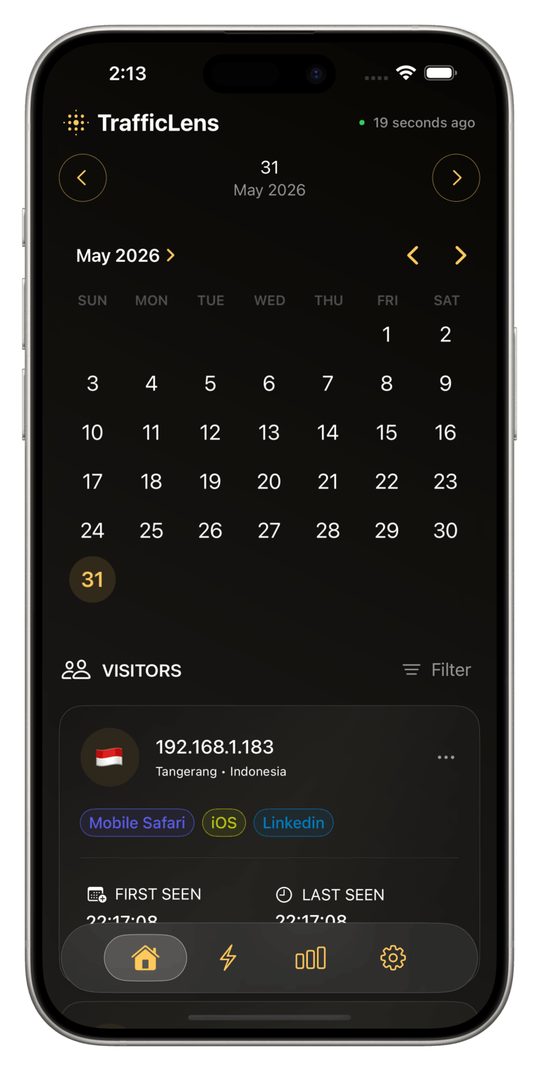Visitors list with date picker